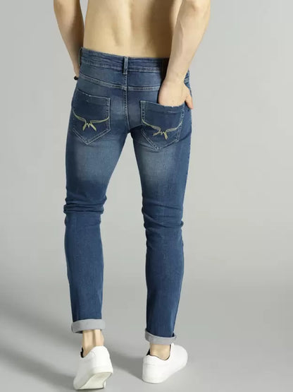 Men Regular Mid Rise Blue Jeans