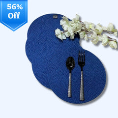 Blue Cotton Table Mat Set of 4 30x30Cms