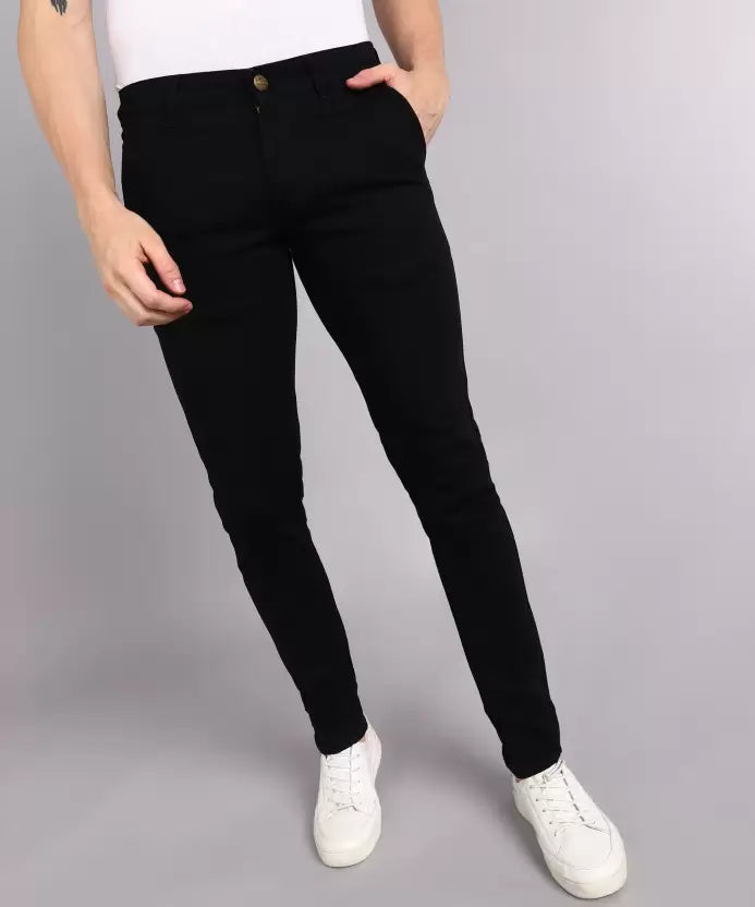 Men Slim Mid Rise Black Jeans