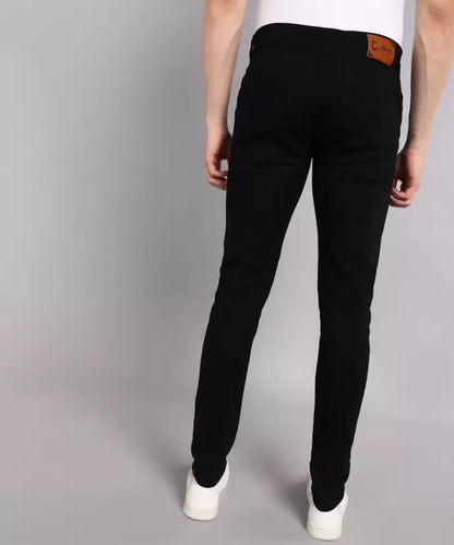 Men Slim Mid Rise Black Jeans