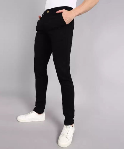 Men Slim Mid Rise Black Jeans