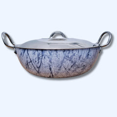 NAGINA Marble Kadhai with Steel Lid | Side Handle | Induction Friendly | Dishwasher Safe