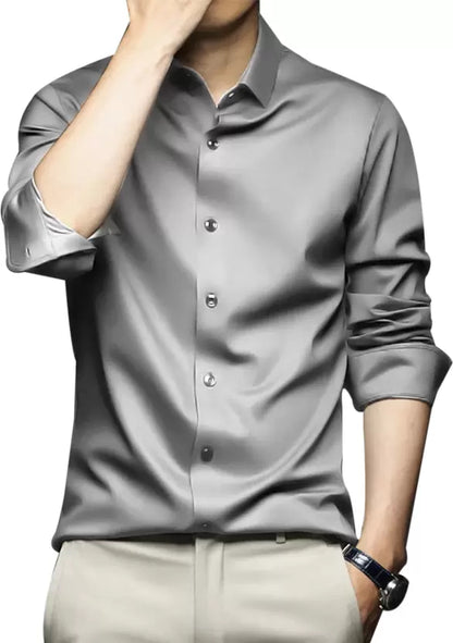 Men Regular Fit Solid Spread Collar Formal Shirt