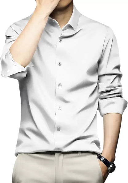 Men Regular Fit Solid Spread Collar Formal Shirt