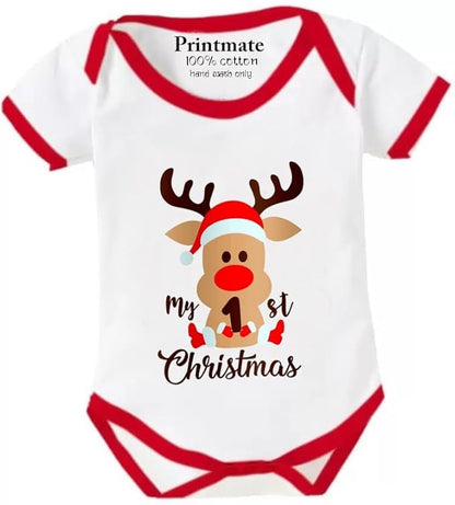 Christmas Festival Santa Dress Red White Multicolor Cotton Newborn Baby Romper For Boys and Girls