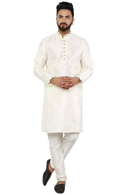 Mens Traditional Regular Ethnic Motifs Embroidered Thread Work Kurta Pajama