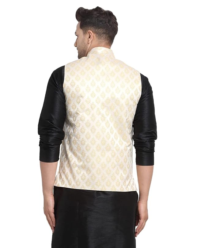 Men's Silk Blend Stylish Nehru Jacket set.