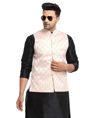 Men's Silk Blend Stylish Nehru Jacket set.