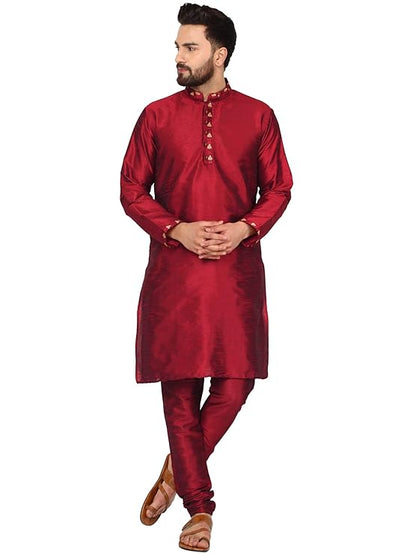 Mens Traditional Regular Ethnic Motifs Embroidered Thread Work Kurta Pajama