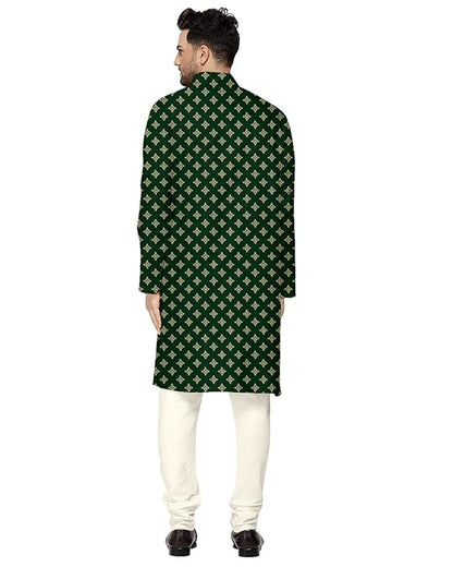 weltpocket Men's Cotton Blend Foil Print Kurta Pajama Set