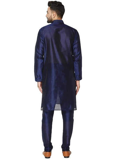 SKAVIJ Men Dupion Silk Thread Work Kurta With Churidar Pyjamas