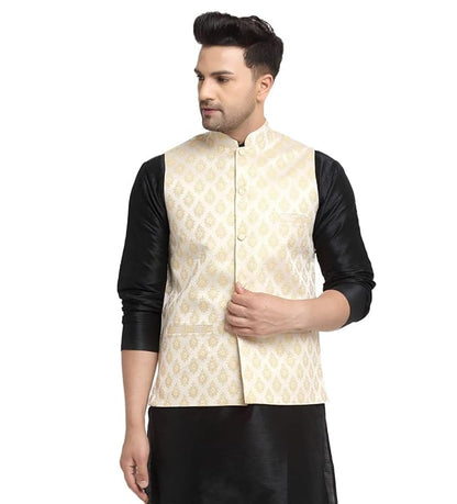 Men's Silk Blend Stylish Nehru Jacket set.