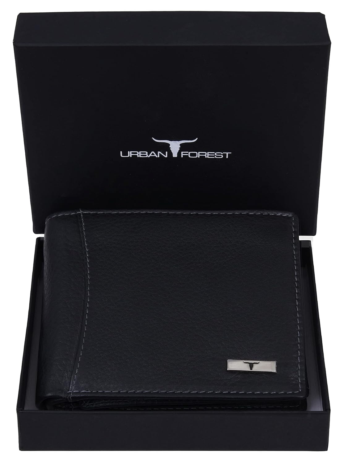 URBAN FOREST Oliver Black Leather Wallet for Men, 6 Card Slot