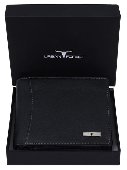 URBAN FOREST Oliver Black Leather Wallet for Men, 6 Card Slot