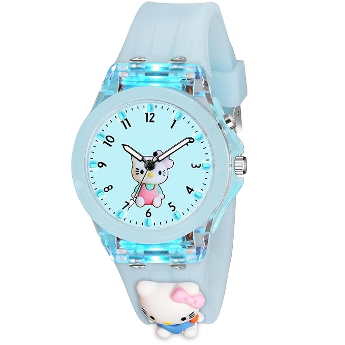 Kids Analouge Multi-Color Light Cute 3D Cartoon Character Girls Watch (Multicolour Dial & Colored Strap)