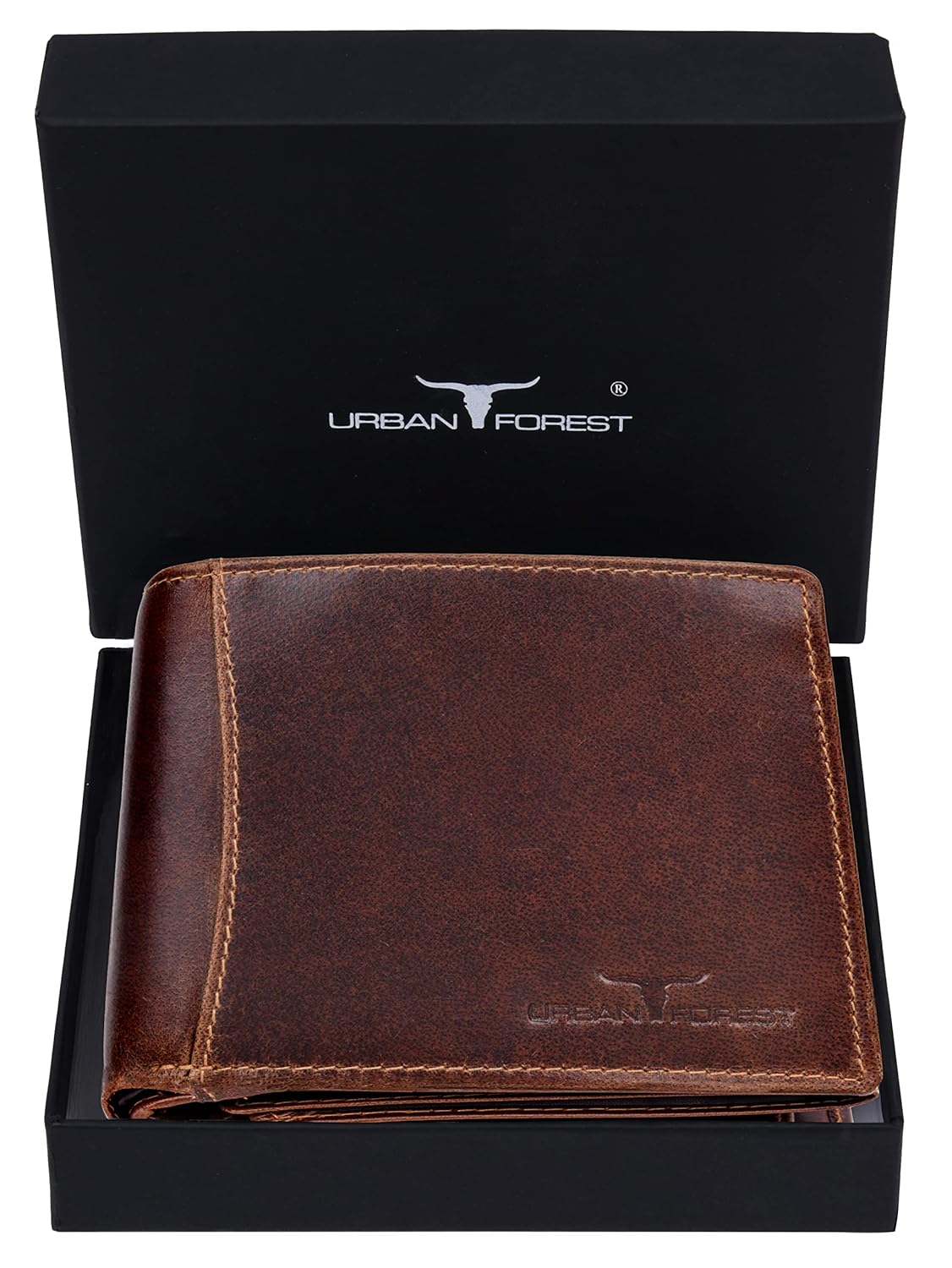 URBAN FOREST Oliver Black Leather Wallet for Men, 6 Card Slot