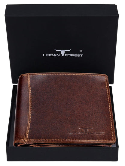 URBAN FOREST Oliver Black Leather Wallet for Men, 6 Card Slot