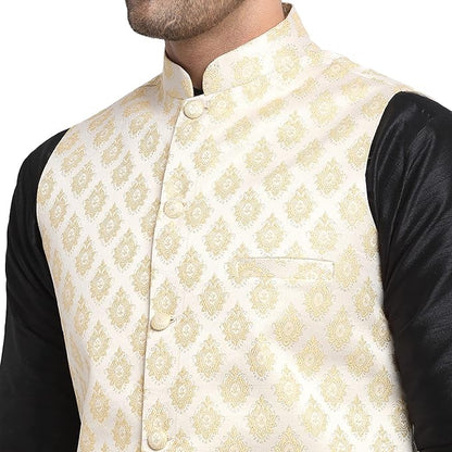 Men's Silk Blend Stylish Nehru Jacket set.