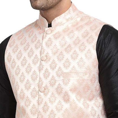 Men's Silk Blend Stylish Nehru Jacket set.