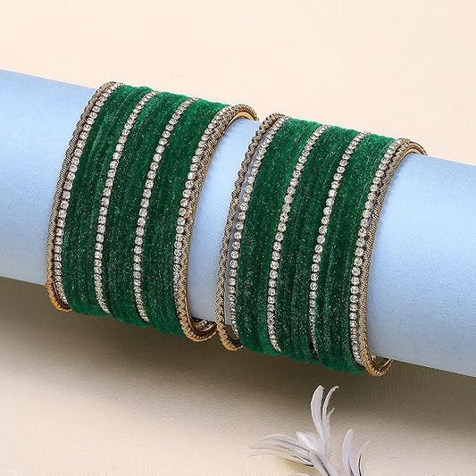 old-Plated Matte Finish Velvet White American Diamonds Studded Bangles Set Of 36 For Girls and Women