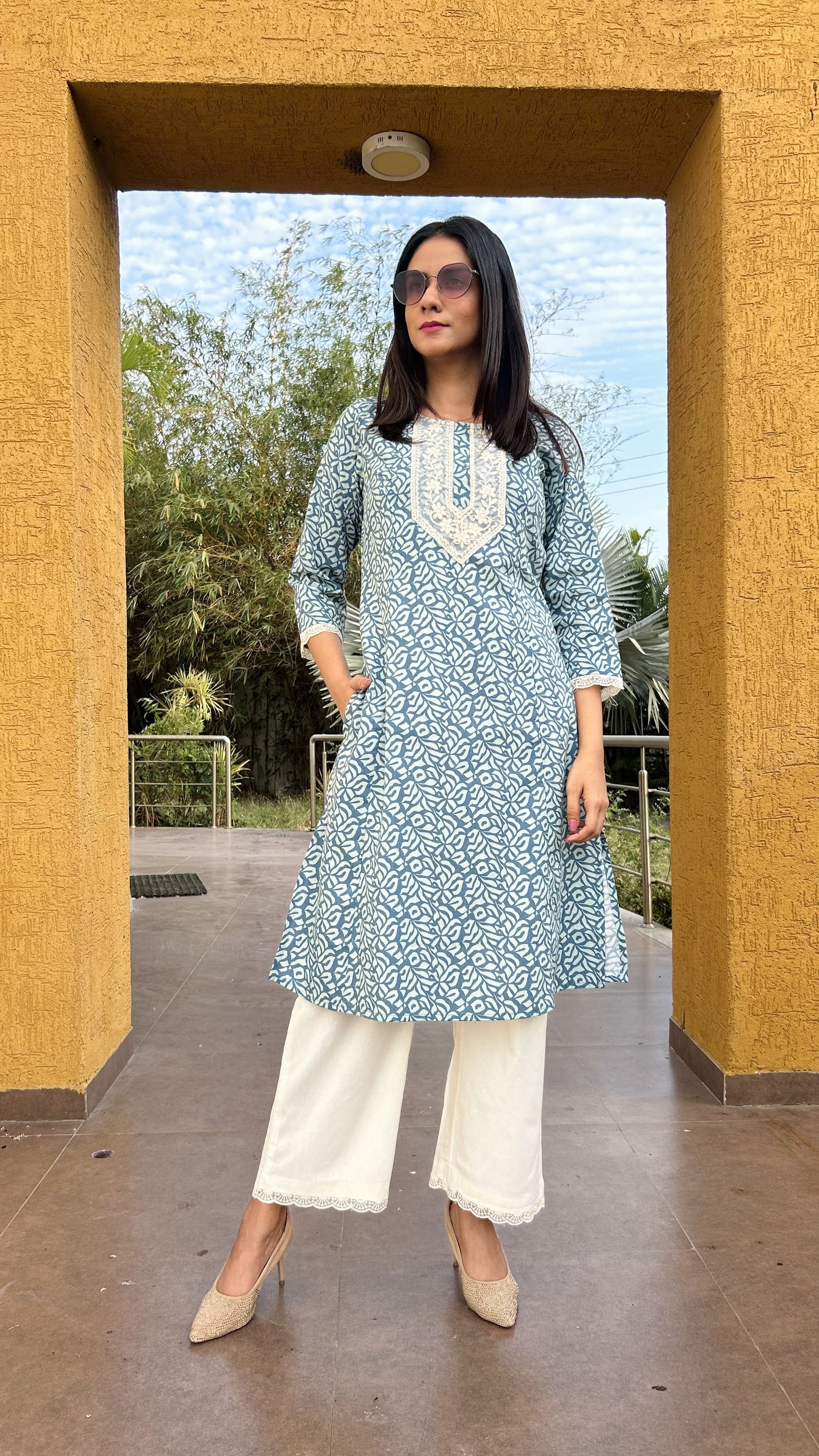 PREMIUM FLEX COTTON KURTI-PALAZZO SET