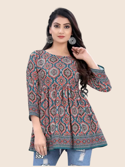 Morwal Fashions Rayon Printed Short Top/ Kurti