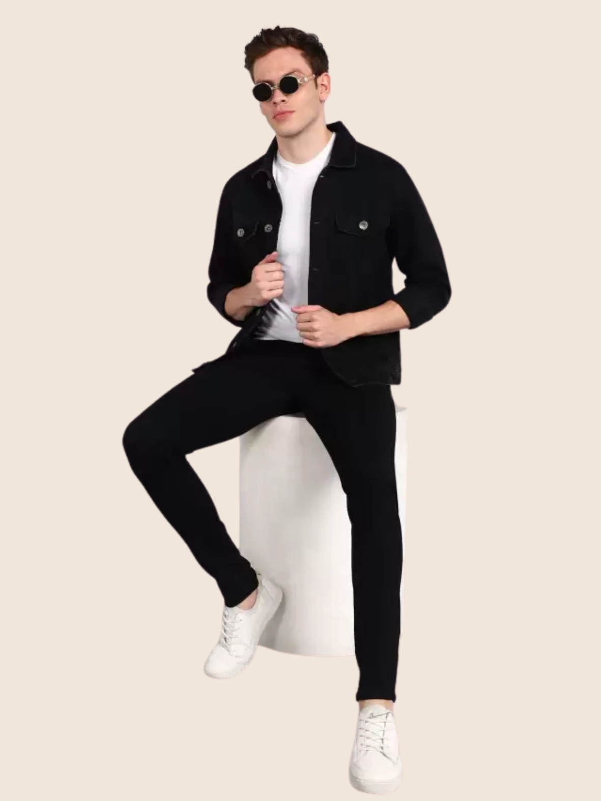 Men Slim Mid Rise Black Jeans