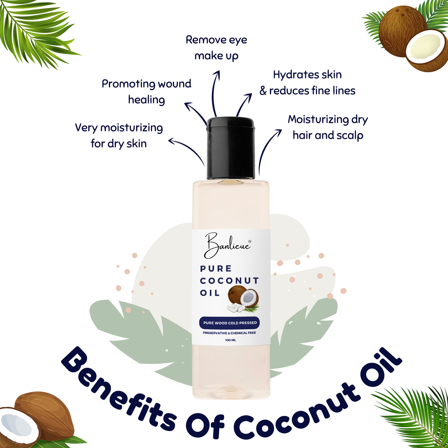 Banlieue Coconut Oil 100% Pure | For Hair & Skin, Coconut Virgin Oil for Baby Massage(pack of 2)