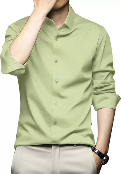 Men Regular Fit Solid Spread Collar Formal Shirt