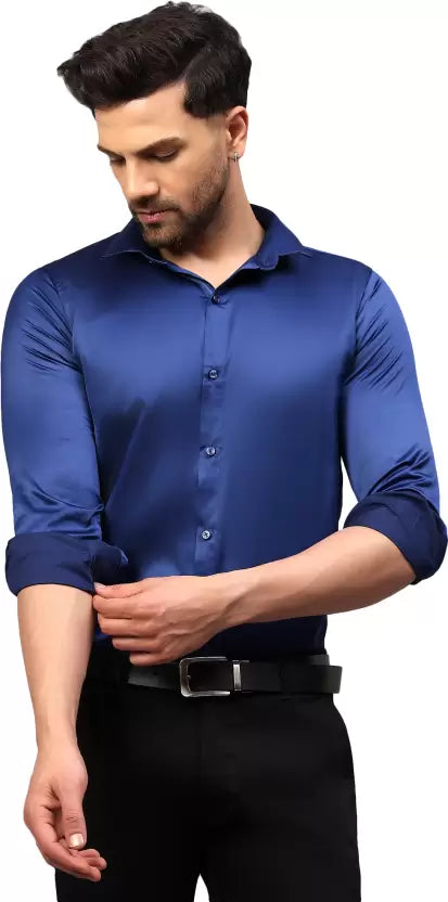 Men Regular Fit Solid Spread Collar Formal Shirt