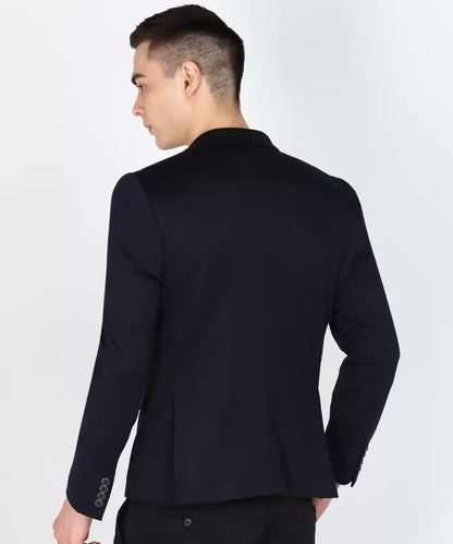 Men Self Design Single Breasted Casual Blazer