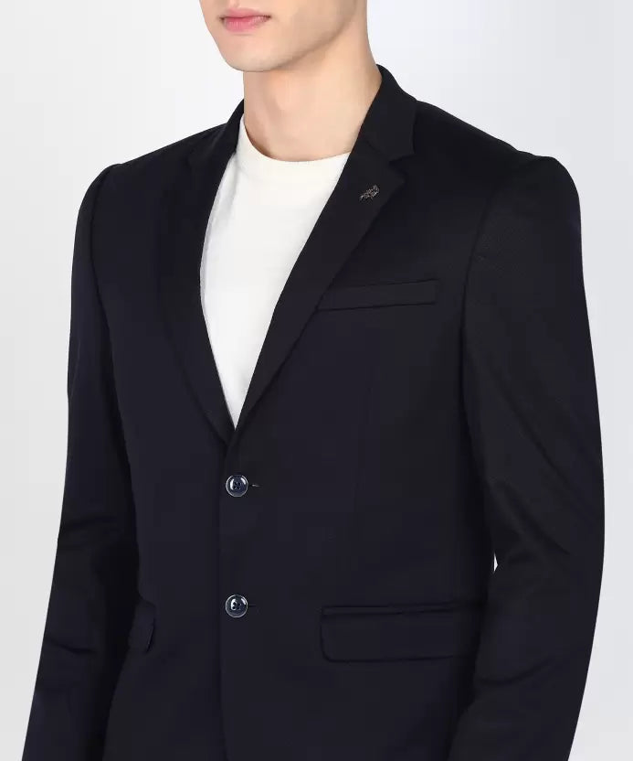 Men Self Design Single Breasted Casual Blazer