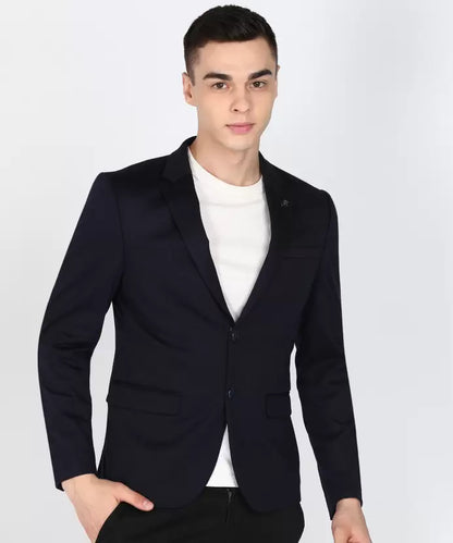 Men Self Design Single Breasted Casual Blazer