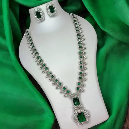 Alloy Rhodium Green Jewel Set