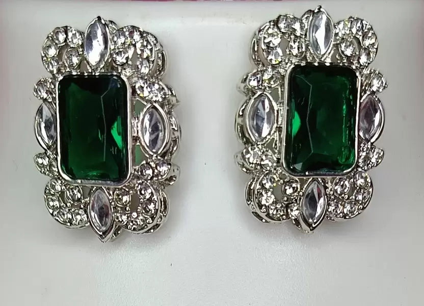 Alloy Rhodium Green Jewel Set