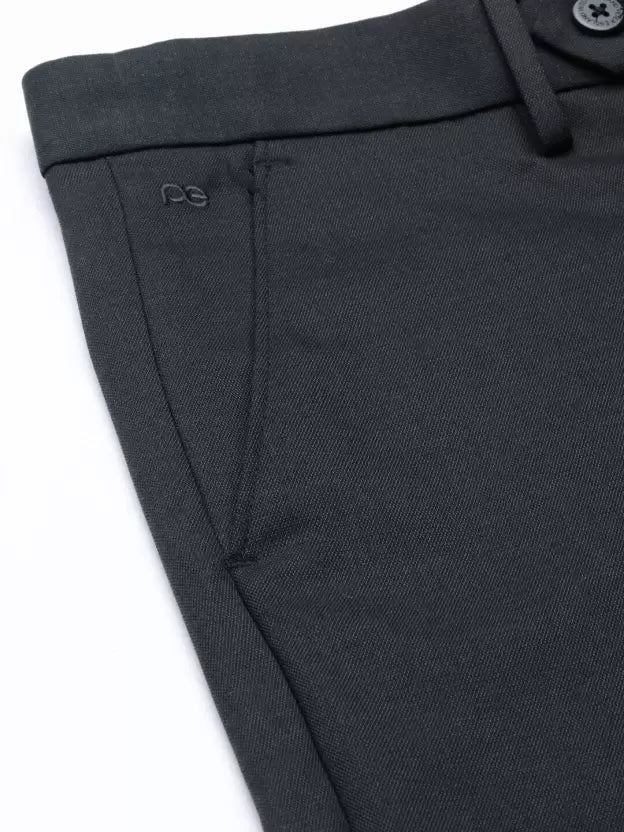 Men Slim Fit Dark Blue Viscose Rayon Trousers