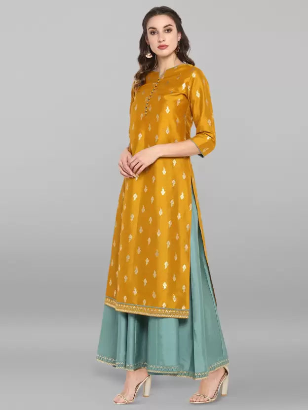 Women Tiered Yellow, Light Green Dress