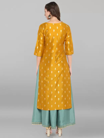 Women Tiered Yellow, Light Green Dress