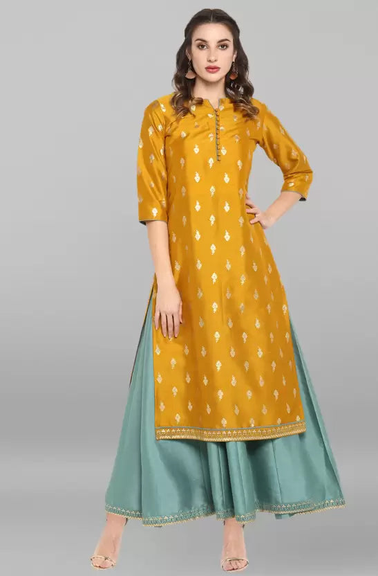 Women Tiered Yellow, Light Green Dress